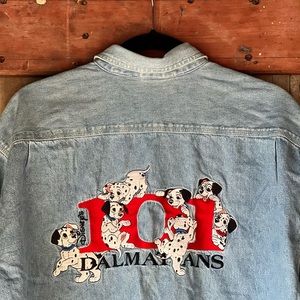Vintage Disney Store 101 Dalmations Embroidered Denim Shirt Button Up 1990s